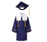 Generisch Vestaglia da laurea con cappello, abbigliamento accademico, abito da cerimonia, per feste scolastiche, abbigliamento da festa, per tutto l'anno, abito da festa, Blu, 9-10 Anni