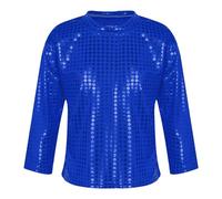 Generisch Vestito a maniche lunghe con paillettes e paillettes, Blu, 4-5 Anni