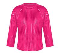 Generisch Vestito a maniche lunghe con paillettes e paillettes, rosa intenso, 5-6 Anni
