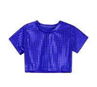 Generisch Vestito casual per bambini e bambine, con paillettes, per feste e carnevale, a maniche corte, Blu, 8-9 Anni