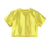 Generisch Vestito casual per bambini e bambine, con paillettes, per feste e carnevale, a maniche corte, gold, 10-12 anni