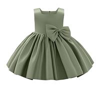 Generisch Vestito da bambina con fiore, con fiore, tutù, per bambini, matrimonio, damigella d'onore, festa di compleanno, festa formale, per il primo battesimo, verde, 2-3 Anni
