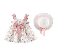 Generisch Vestito da bambina con stampa e fiocco sul davanti, abito da gioco casual, Colore: rosa., 2-4 Anni