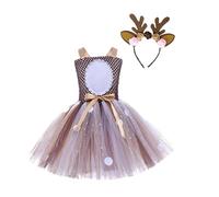 Generisch Vestito da cerimonia nuziale in tulle, per feste di Natale, cosplay, occasioni principesse, marrone, 10-12 Anni