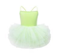 Generisch Vestito da danza tutù, senza spalline, tinta unita, per bambini, primavera, estate, Verde chiaro, 3-4 Anni