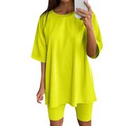 Generisch Vestito da donna, a maniche corte e pantaloni corti, da corsa, yoga, giallo., M