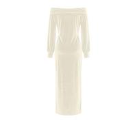 Generisch Vestito da donna con spalle scoperte, lungo abito da sera, elegante, maxi abito da matrimonio, abito estivo con spacco, abito da cocktail