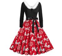Generisch Vestito da donna, soffice, scollo a V, maniche lunghe, Natale, casalinga, elegante, morbido, abito da sera elegante, bianco, M