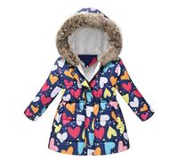 Generisch Vestito da neve per bambini Inverno Cartone Animato Stampe Cappotto Con Giacca Addensare Antivento Zipper Caldo Outwear, Blu marino, 4-5 Jahre