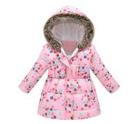 Generisch Vestito da neve per bambini Inverno Cartone Animato Stampe Cappotto Con Giacca Addensare Antivento Zipper Caldo Outwear, Colore: rosa., 7-8 Jahre
