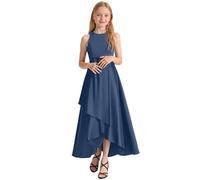 Generisch Vestito da sera per ragazze, per spettacoli di concerti, concorso, elegante, senza maniche, per bambini, dai bambini ai ragazzi, Blu scuro, 11-12 Anni