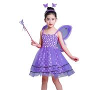 Generisch Vestito da spettacolo da ragazza, tutù, per spettacoli di danza, abbigliamento da teatro, elegante per feste (viola, 3-8 anni)