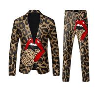 Generisch Vestito da uomo per San Valentino, 2 pezzi, elegante blazer giacca e pantaloni, abito da uomo, divertente, amore, cuore, slim fit, da sposa, da uomo, per feste, per il tempo libero, marrone