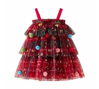 Generisch Vestito di Natale da ragazza, da principessa, per Natale, per neonati, per bambini, abbigliamento morbido per bambini, per il mio primo Natale, casual, per feste, Colore: rosso, 3 anni