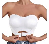 Generisch Vestito estivo reggiseno invisibile con chiusura frontale, imbottitura rimovibile striscia slip per comfort nella vita di tutti i giorni X Reif, bianco, L