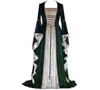 Generisch Vestito medievale da donna, steampunk, Halloween, cosplay, carnevale, principessa, lunghezza del pavimento, in vita, maxi abito gotico, stile retrò, elegante, per feste