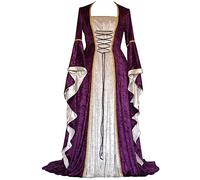 Generisch Vestito medievale da donna, steampunk, Halloween, cosplay, carnevale, principessa, lunghezza del pavimento, in vita, maxi abito gotico, stile retrò, elegante, per feste