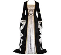 Generisch Vestito medievale da donna, steampunk, Halloween, cosplay, carnevale, principessa, lunghezza del pavimento, in vita, maxi abito gotico, stile retrò, elegante, per feste