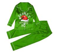 Generisch Vestito natalizio da ragazza a maniche lunghe, pantaloni per il tempo libero, comodi cardigan stile per bambini, set da due pezzi, verde, 9-10 Jahre