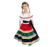 Generisch Vestito nero per Halloween, per bambini, per la primavera, l'estate, Halloween, stampa cosplay, senza spalline, fascia da principessa (bianco, 7-9 anni)