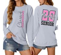 Generisch Vestito per adolescenti, ragazze, un maglione grafico da donna. Una felpa casual con scollo rotondo, a maniche lunghe, senza cappuccio, giacca in pile, lunghezza al ginocchio, grigio., M