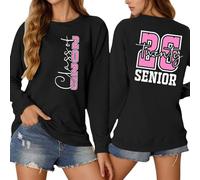 Generisch Vestito per adolescenti, ragazze, un maglione grafico da donna. Una felpa casual con scollo rotondo, a maniche lunghe, senza cappuccio, giacca in pile, lunghezza al ginocchio, Nero , XXL