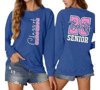 Generisch Vestito per adolescenti, ragazze, un maglione grafico da donna. Una felpa casual con scollo rotondo, a maniche lunghe, senza cappuccio, giacca in pile, lunghezza al ginocchio, Blu, S