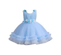 Generisch Vestito per bambini a forma di fiore, per il primo compleanno, per la festa, Azzurro, 2-3 Anni