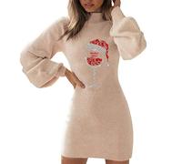 Generisch Vestito per il tempo libero, da donna, in maglia, per l'autunno, elegante, per l'inverno, con ricamo, per l'inverno, per la studentessa, per l'esterno, a maglia, g, XL