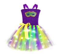 Generisch Vestito per la prima comunione, da ragazza, per feste in maschera, carnevale, festival, tutu fatto a mano con glitter