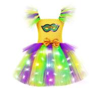 Generisch Vestito per la prima comunione, da ragazza, per feste in maschera, carnevale, festival, tutu fatto a mano con glitter