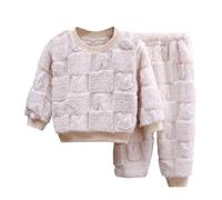 Generisch Vestito per ragazzo di Natale neonato bambini ragazze inverno maniche lunghe stampe pigiami top pantaloni 2 pezzi abiti set vestiti per bambini 1 anno ragazzo, beige., 18-24 Monate