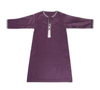 Generisch Vestito Rosso Robe Cappotto Primavera e Grande Rotondo Cravatta Manica Lunga Mezzo Musulmano Arabo Gioventù Casual Robe Sci Giacche Ragazzi, Lilla, 7-8 Anni