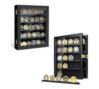 Generisch Vetrina per monete, display militare, monete, display moneta in legno, montaggio a parete con ripiani rimovibili, Shadow Box per medaglie Pin distintivi Buttons, Poker Chip