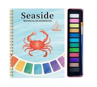 Generisch Watercolor Workbook - Set di 12 scatole da colorare, colori ad acqua, con pennello, per principianti, casa, aula, viaggi, esercizi artistici, feste e compleanni