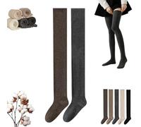 Generisch Wateresty Socks - Calze da donna extra lunghe calde e spesse al ginocchio, in maglia di cotone, 2PCS-E, Taglia unica