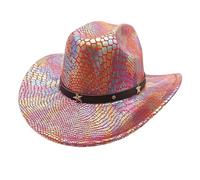 Generisch Western - Cappello da cowboy, unisex, a tesa larga, per stile autentico (rosso, taglia unica)