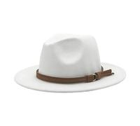 Generisch Windfall cappello da uomo e donna in stile con tesa larga e fibbia in chiffon sciarpa, bianco, Taglia unica