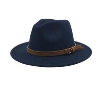 Generisch Windfall cappello da uomo e donna in stile con tesa larga e fibbia in chiffon sciarpa, Blu marino, Taglia unica