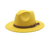 Generisch Windfall cappello da uomo e donna in stile con tesa larga e fibbia in chiffon sciarpa, giallo., Taglia unica