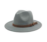 Generisch Windfall cappello da uomo e donna in stile con tesa larga e fibbia in chiffon sciarpa, grigio., Taglia unica