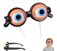 Generisch Winking Eye Glasses For Performance, Pull-String Blinking Crazy Glass, Funny Novelty Glasses with Blinking Eyes, Big Eye Wacky Eyeglasses Costume accessori per adulti (nero)