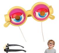 Generisch Winking Eye Glasses For Performance, Pull-String Blinking Crazy Glass, Funny Novelty Glasses with Blinking Eyes, Big Eye Wacky Eyeglasses Costume accessori per adulti (giallo)