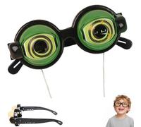 Generisch Winking Eye Glasses For Performance, Pull-String Blinking Crazy Glass, Funny Novelty Glasses with Blinking Eyes, Big Eye Wacky Eyeglasses Costume accessori per adulti (verde)