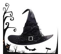 Generisch Witch Hat - 100 g, Halloween Witch Headwear Pleated Witchs, Widely Used | Velvet Witchs Hat,Handmade Vintage Halloween Hats, Dress Up Hats For Stars, Moons, Spiders