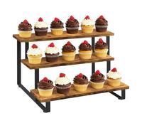 Generisch Wooden Display Stand, 3 livelli Straight Shelf Riser Retail and Home Use, Portable Rustic Organizer Kitchen, Hosting Events, Market Fairs, Catering, Farmhouse Decor, Jewelry, Product