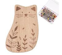 Generisch Wooden Needle Minder Set | Beech Wood + Magnet, Cat/Rabbit/Bear/Owl/ | Magnetic Pin Cushion with Sewing Pins | Carved Animal Needle Holder for Quilting & Stitching