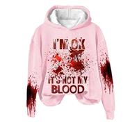 Generisch Wortgrafik-Sweatshirts I'm Ok It's Not My Blood", felpa con cappuccio sarcastico per Halloween, con stampa morbida, Colore: rosa., S
