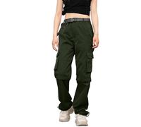 Generisch Y2K - Pantaloni cargo da donna, resistenti, larghi, sportivi, da lavoro, leggeri, da trekking, per il tempo libero, verde, L