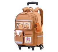 Generisch Zaino con n - Capybara School Rolling Bag, Trolley, Valigia da viaggio per bambini, Portabagagli della ragazza College | Rullo notte per lavoro scolastico, Six Rounds, vedi descrizione, Vedi